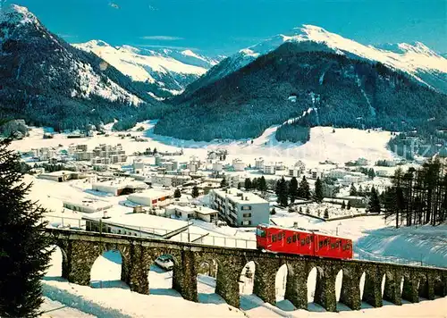 AK / Ansichtskarte Davos_Dorf_GR Panorama Blick gegen das Pischahorn Parsenn Bahn Zahnradbahn Wintersportplatz Alpen Davos_Dorf_GR