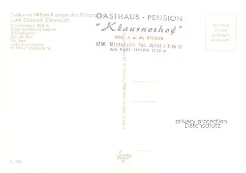 AK / Ansichtskarte Mittersill_Oberpinzgau Kitzsteinhorn Tauernkraftwerke Kaprun Grossglockner Zell am See Weisssee Felbertauerntunnel Krimmler Wasserfaelle Mittersill Oberpinzgau