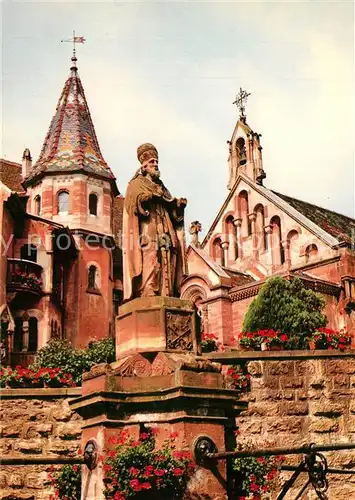 AK / Ansichtskarte Eguisheim_Haut_Rhin Schloss und Brunnen mit Bildnis des papstes Leo IX Eguisheim_Haut_Rhin