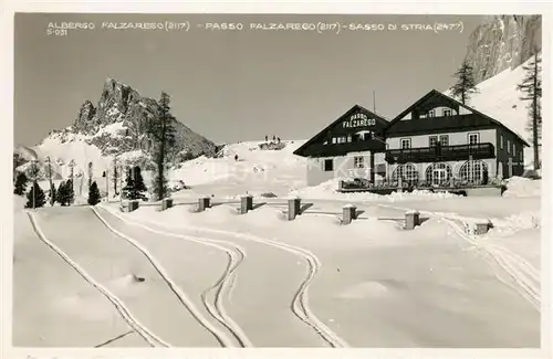 AK / Ansichtskarte Passo_Falzarego Albergo Winter Passo Falzarego