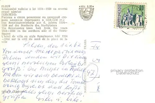 AK / Ansichtskarte Plzen_Pilsen Renaissance Rathaus  Plzen Pilsen