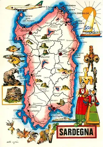 AK / Ansichtskarte Sardegna Lageplan Sardegna