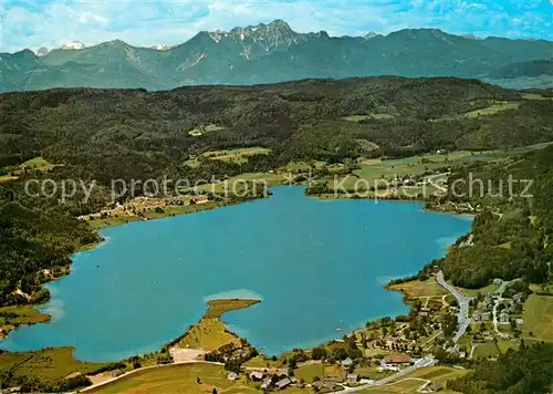AK / Ansichtskarte Keutschach_See Fliegeraufnahme See mit Mittagskogel Camping Keutschach See