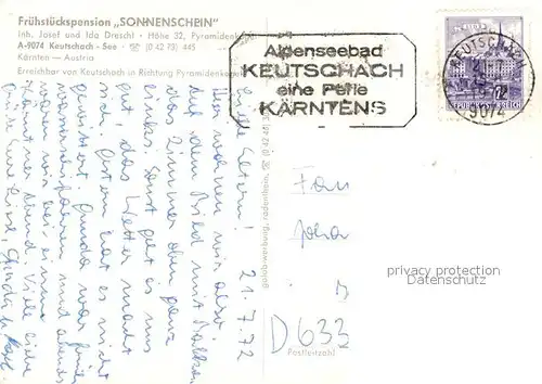 AK / Ansichtskarte Keutschach_See Pension Sonnenschein Keutschach See