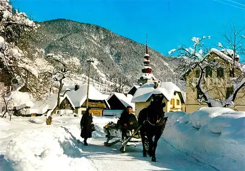 AK / Ansichtskarte Kranjska_Gora Winterlandschaft Pferdeschlitten Kirche Kranjska Gora