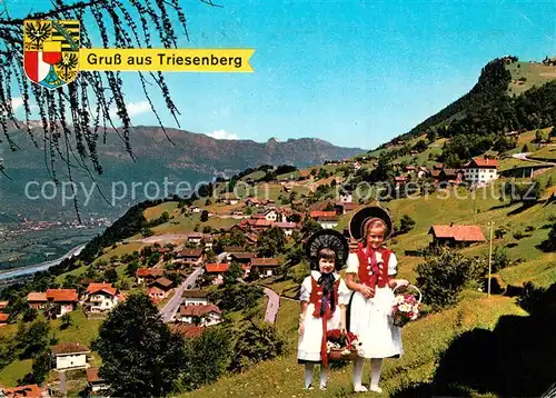 AK / Ansichtskarte Triesenberg Panorama Trachtenmaedchen Triesenberg