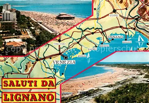 AK / Ansichtskarte Lignano Panoramakarte Strand Lignano