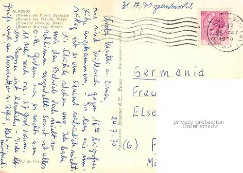 AK / Ansichtskarte Alassio Strand Alassio