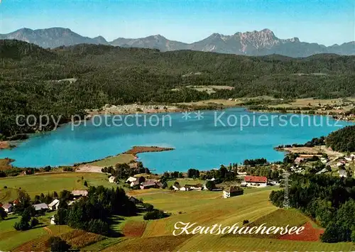 AK / Ansichtskarte Keutschach_See Fliegeraufnahme mit Karawanken Keutschach See
