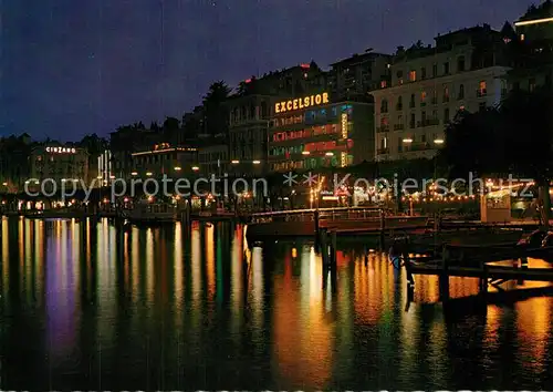 AK / Ansichtskarte Lugano_TI Seepartie bei Nacht Lugano_TI