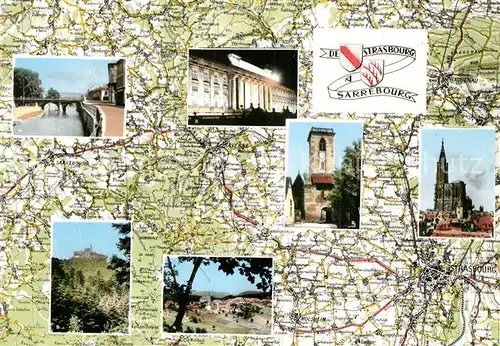 AK / Ansichtskarte Sarrebourg De Strasbourg a Sarrebourg Landkarte Wasselone Saverne Wangenbourg Dabo Sarrebourg