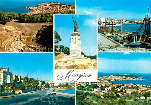 AK / Ansichtskarte Mytilene_Greece Fliegeraufnahmen Fischerboote Denkmal 