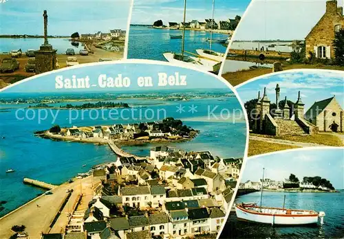 AK / Ansichtskarte Saint_Cado Vue generale Place Riviere Chaussee Calvaire et l Anse 