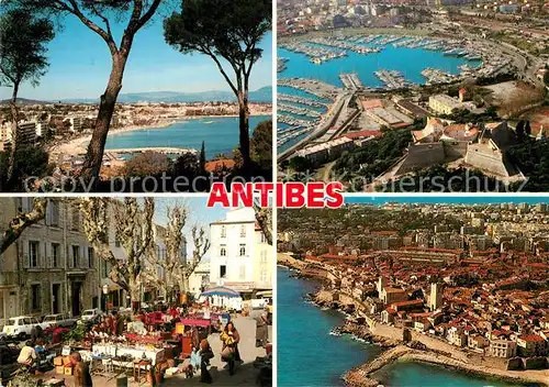 AK / Ansichtskarte Antibes_Alpes_Maritimes Vues panoramiques Port Centre Marche Antibes_Alpes_Maritimes