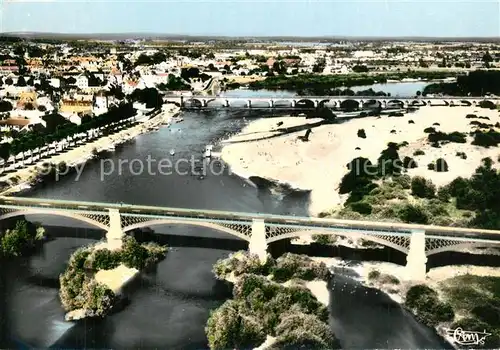 AK / Ansichtskarte Nevers_Nievre La Loire Pont du chemin de fer et Pont de Loire vue aerienne Nevers Nievre