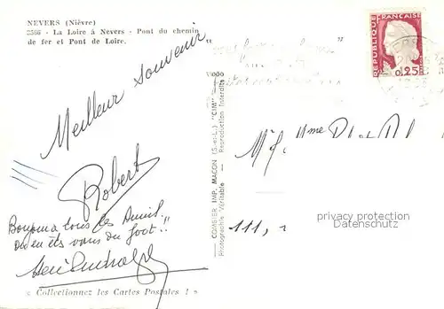 AK / Ansichtskarte Nevers_Nievre La Loire Pont du chemin de fer et Pont de Loire vue aerienne Nevers Nievre