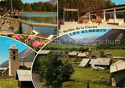 AK / Ansichtskarte Les_Alberts Panorama Vallee de la Claree Eglise Lac Camping 