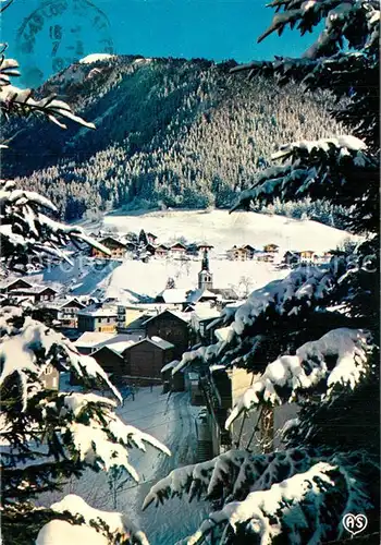 AK / Ansichtskarte Morzine Eglise et son clocher typique en hiver Alpes Francaises Morzine