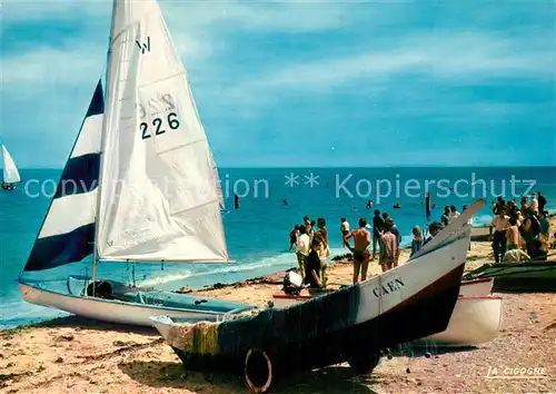 AK / Ansichtskarte Saint Aubin sur Mer_Calvados Voiliers sur la plage Saint Aubin sur Mer