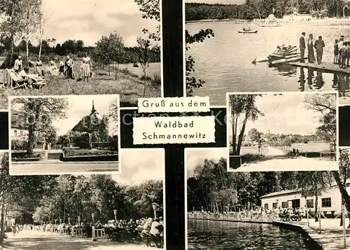 AK / Ansichtskarte Schmannewitz Partien am Waldbad Badesteg Gastronomie Schmannewitz