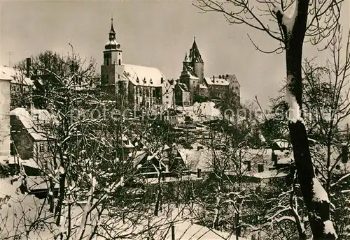 AK / Ansichtskarte Schwarzenberg_Erzgebirge Schlossberg Schloss im Winter Schwarzenberg Erzgebirge