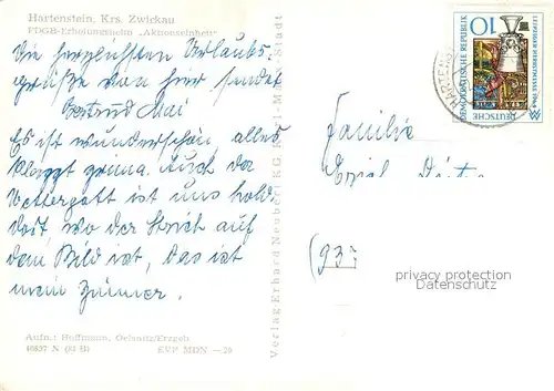 AK / Ansichtskarte Hartenstein_Zwickau FDGB Erholungsheim Aktionseinheit Hartenstein_Zwickau