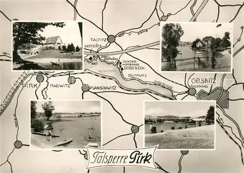 AK / Ansichtskarte Pirk_Weischlitz Talsperre Gaststaette Badestrand Landkarte Pirk Weischlitz