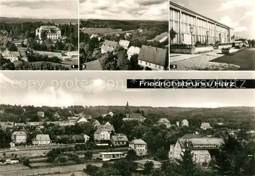 AK / Ansichtskarte Friedrichsbrunn_Harz Sanatorium Ernst Thaelmann Landschaftspanorama mit Brocken Kulturhaus Ortsansicht mit Kirche Friedrichsbrunn Harz