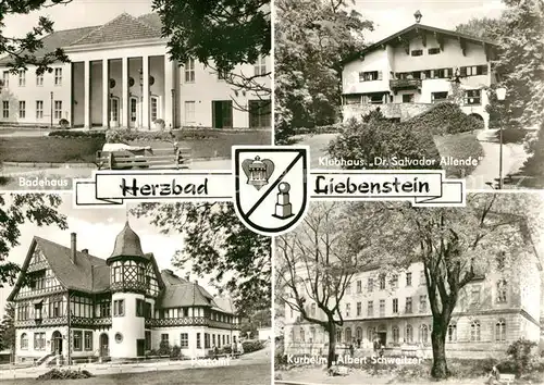 AK / Ansichtskarte Bad_Liebenstein Badehaus Klubhaus Dr Salvador Allende Postamt Kurheim Albert Schweitzer Bad_Liebenstein