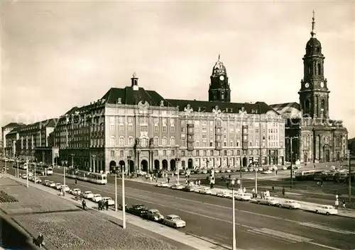 AK / Ansichtskarte Dresden Altmarkt mit Kreuzkirche und Thaelmannstrasse Dresden