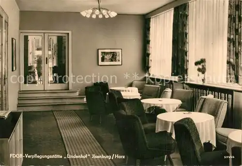 AK / Ansichtskarte Ilsenburg_Harz FDGB Verpflegungsstaette Lindenhof Gastraum Ilsenburg Harz