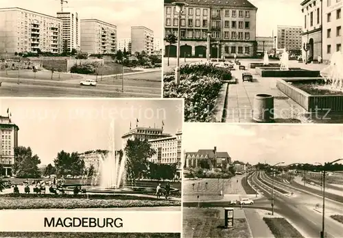 AK / Ansichtskarte Magdeburg Hochhaus Jakobstrasse Rathaus Springbrunnen Wilhelm Pieck Allee Dimitroff Allee Magdeburg