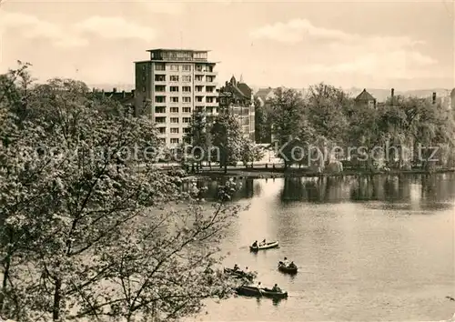 AK / Ansichtskarte Karl Marx Stadt Hochhaus am Schlossteich Karl Marx Stadt