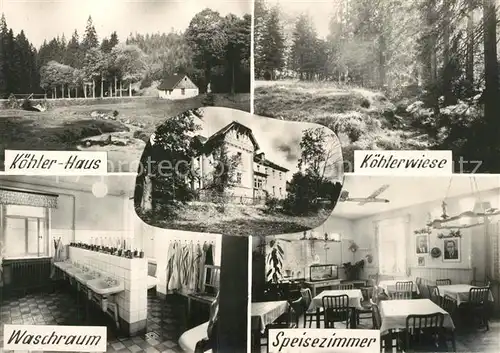 AK / Ansichtskarte Morgenroethe Rautenkranz FDGB Kindererholungsheim Sachsengrund Koehlerhaus Koehlerwiese Waschraum Speisezimmer Morgenroethe Rautenkranz