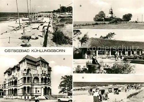 AK / Ansichtskarte Kuehlungsborn_Ostseebad Strand FDGB Erholungsheim Schloss am Meer Leuchtturm Konzertgarten Kuehlungsborn_Ostseebad