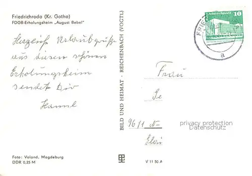 AK / Ansichtskarte Friedrichroda FDGB Erholungsheim August Bebel Friedrichroda