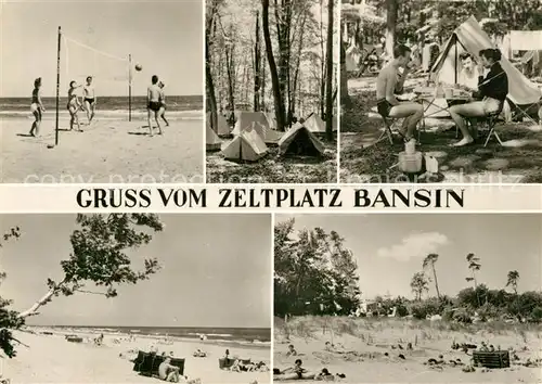 AK / Ansichtskarte Bansin_Ostseebad Zeltplatz Strand Beachvolleyball Bansin_Ostseebad