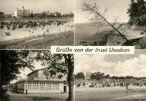 AK / Ansichtskarte Insel_Usedom Zinnowitz Badestrand Koserow Ufermauer am Streckelberg Zempin FDGB Heim Frieden Trassenheide Badestrand Insel Usedom