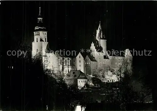 AK / Ansichtskarte Schwarzenberg_Erzgebirge Kirche und Schloss Nachtaufnahme Handabzug Schwarzenberg Erzgebirge