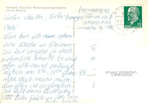 AK / Ansichtskarte Weimar_Thueringen Verband Deutsche Konsumgenossenschaften Schule Weimar Thueringen