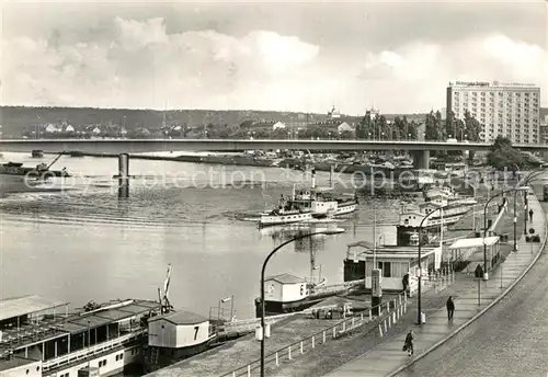 AK / Ansichtskarte Dresden Terrassenufer mit Dr Friedrichs Bruecke Dampfer Anleger Dresden