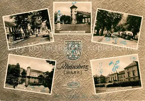 AK / Ansichtskarte Rheinsberg Strasse der Jugend Sanatorium Helmut Lehmann Markt Wappen Rheinsberg