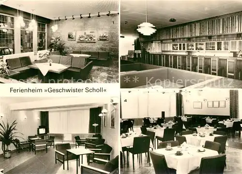 AK / Ansichtskarte Alexisbad_Harz Ferienheim Geschwister Scholl Empfangshalle Gaststaette Klubraum Speiseraum Alexisbad_Harz