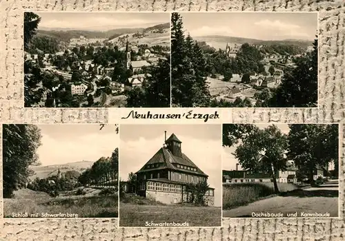 AK / Ansichtskarte Neuhausen_Erzgebirge Panorama Schloss Schwartenberg Schwartenbaude Dachsbaude Kammbaude Neuhausen Erzgebirge