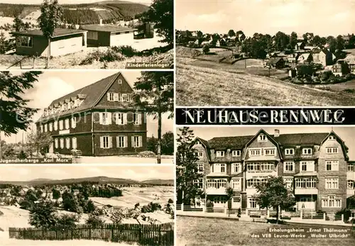 AK / Ansichtskarte Neuhaus_Rennweg Kinderferienlager Jugendherberge Karl Marx Erholungsheim Ernst Thaelmann Landschaftspanorama Neuhaus Rennweg