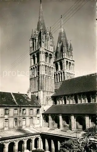 AK / Ansichtskarte Caen Eglise Abbatiale Saint Etienne Tours et Fleches vues du Cloitre de labbaye aux Hommes Caen