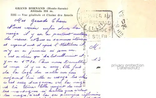 AK / Ansichtskarte Grand Bornand_Le Vue generale et Chaine des Aravis Grand Bornand_Le