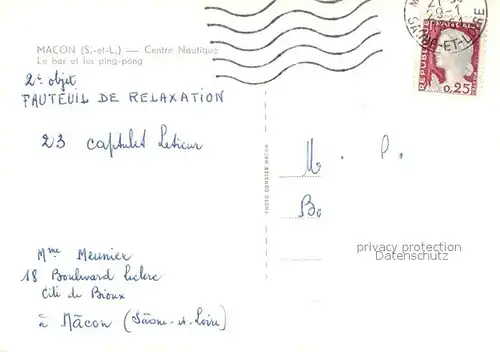 AK / Ansichtskarte Macon_Saone et Loire Centre Nautique Le bar et les ping pong Macon Saone et Loire