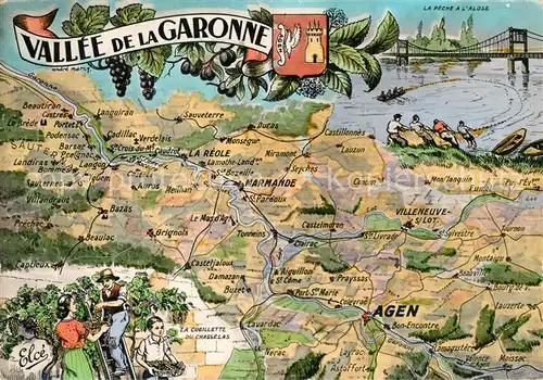 AK / Ansichtskarte Agen_Lot_et_Garonne Gebietskarte Agen_Lot_et_Garonne