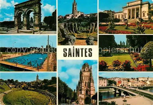 AK / Ansichtskarte Saintes_Charente Maritime Cite Gallo Romaine Arc de Germanicus La Piscine Arenes Cathedrale Saint Pierre Jardins Palais de Justice Pont Palissy sur la Charente Saintes Charente Maritime
